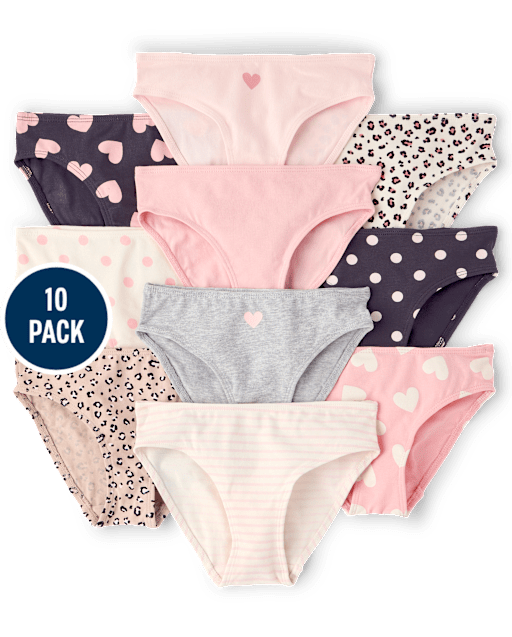 Girls Leopard Bikini Underwear 10-Pack