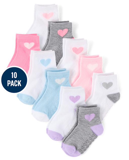 Toddler Girls Heart Midi Socks 10-Pack