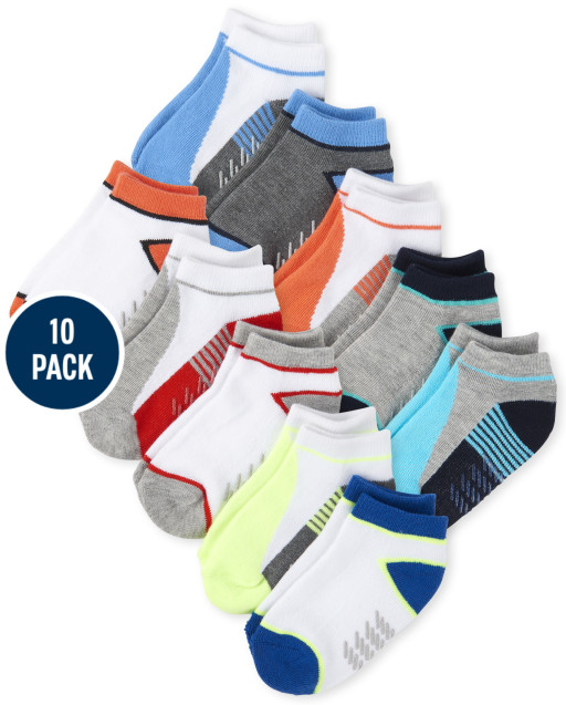 Toddler Boys Striped Cushioned Ankle Socks 10-Pack