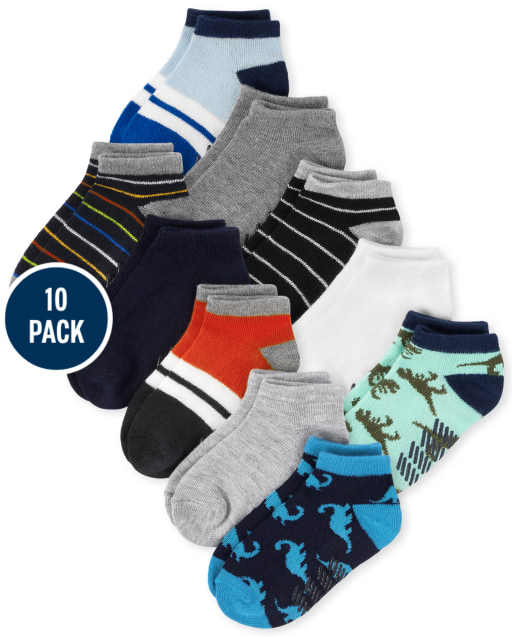 Toddler Boys Dino Ankle Socks 10-Pack
