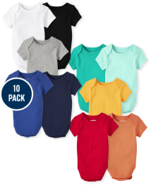 Lot de 10 bodys unisexes pour bébé
