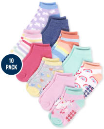 Toddler Girls Rainbow Ankle Socks 10-Pack