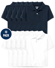 Lot de 10 polos uniformes en piqué pour bébés et tout-petits garçons