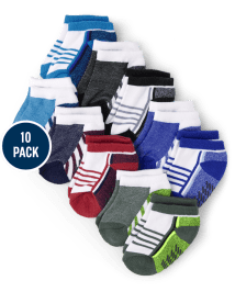 Baby And Toddler Boys Colorblock Athletic Ankle Socks 10-Pack