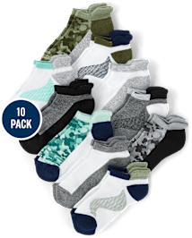 Boys Colorblock Cushioned Ankle Socks 10-Pack