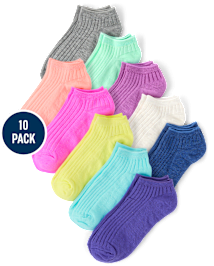 Girls Ribbed Ankle Socks 10-Pack