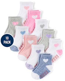 Baby And Toddler Girls Heart Midi Socks 10-Pack