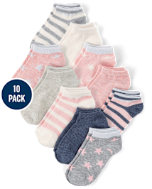 Girls Foil Star Ankle Socks 10-Pack