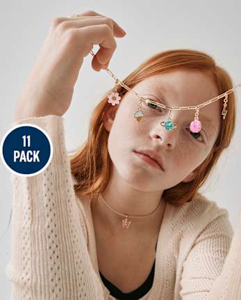 Girls DIY Charm Necklace 12-Piece Set