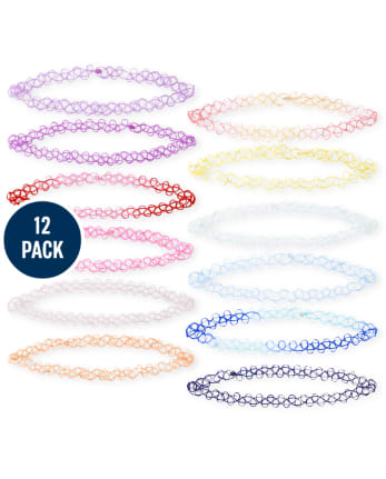 Girls Choker Necklace 12-Pack