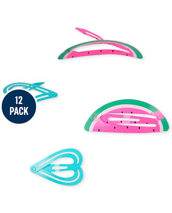 Paquete de 12 pinzas para el cabello para niñas con forma de corazón