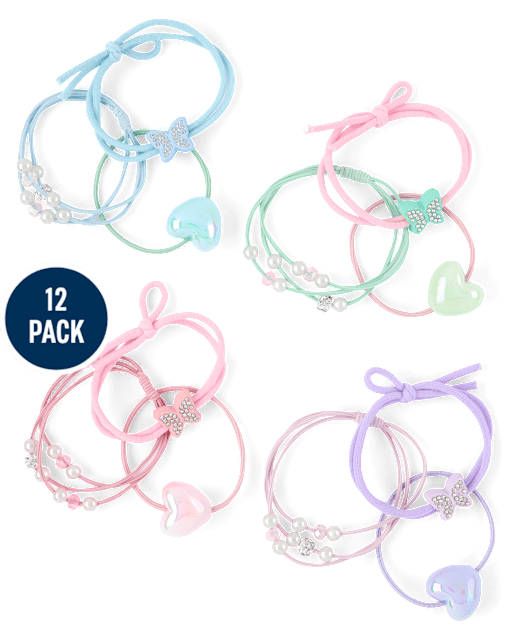 Girls Charm Hair Tie 12-Pack