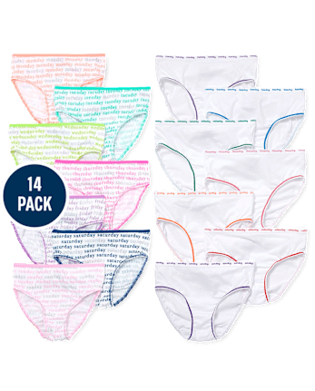 Ropa interior para niñas, paquete de 14