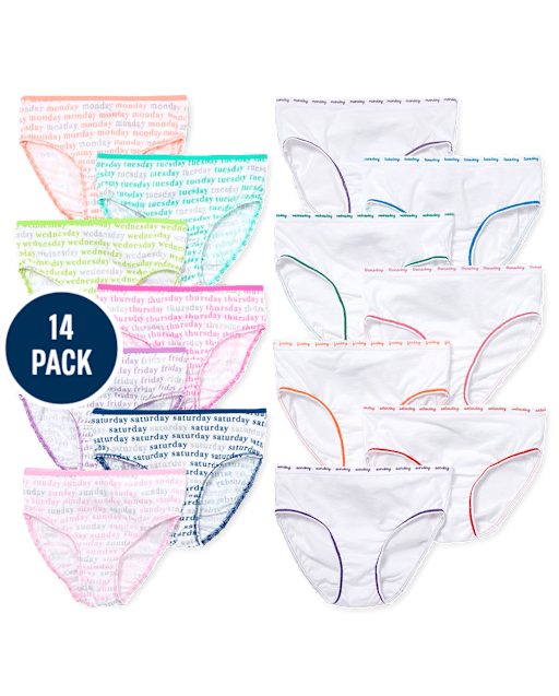Ropa interior para niñas, paquete de 14