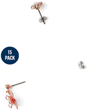 Paquete de 15 aretes florales para niñas