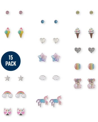 Girls Summer Earrings 15-Pack
