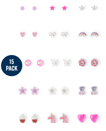 Girls Unicorn Earrings 15-Pack