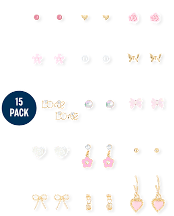 Girls Bow Earrings 15-Pack