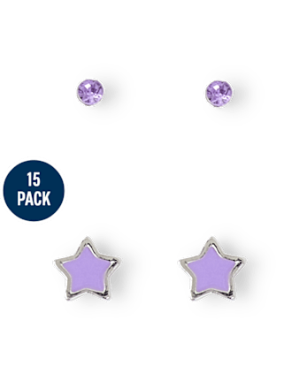 Girls Unicorn Earrings 15-Pack - MULTI CLR