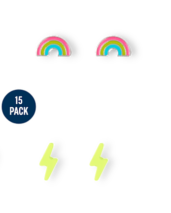 Girls Unicorn Earrings 15-Pack - MULTI CLR