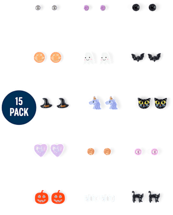 Girls Halloween Earrings 15-Pack