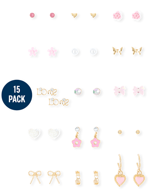 Girls Bow Earrings 15-Pack
