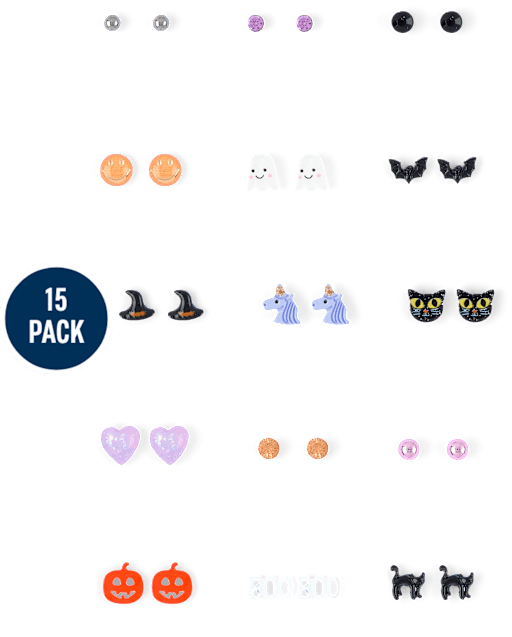Girls Halloween Earrings 15-Pack