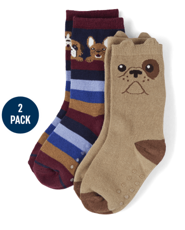 Boys Dog Crew Socks 2-Pack - Playful Pups