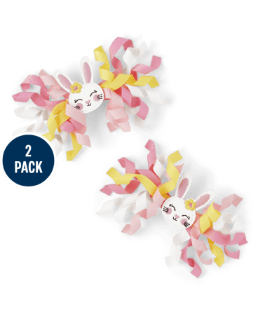 Girls Bunny Curly Hair Clips - Spring Celebrations
