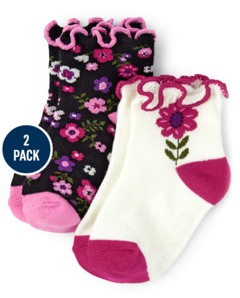 Pack de 2 pares de calcetines midi con flores para niña - Tree House