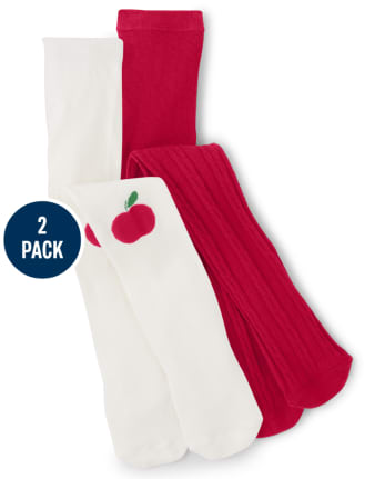 Girls Apple Tights 2-Pack - Teacher's Favorite
