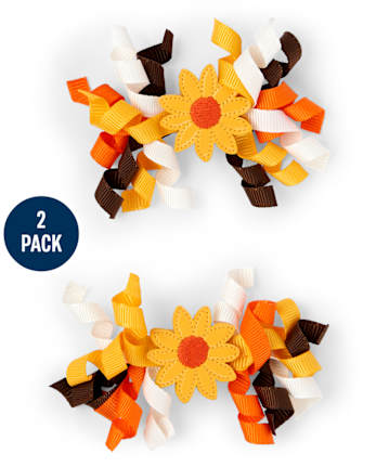 Girls Sunflower Curly Hair Clips - Harvest