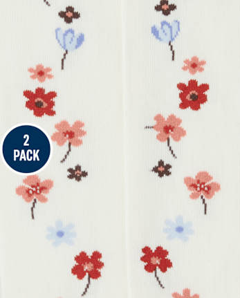 Girls Floral Tights 2-Pack - Western Skies