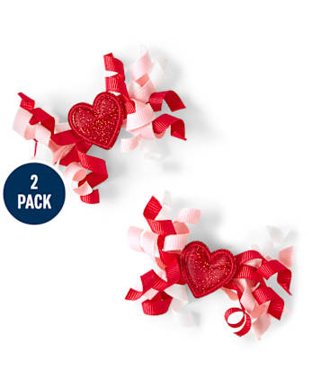 Pinzas para el pelo rizado con corazón para niñas - Valentine Cutie
