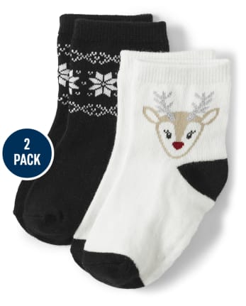 Paquete de 2 calcetines midi de reno para niñas - Reindeer Cheer