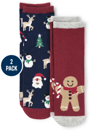 Boys Gingerbread Crew Socks 2-Pack - Ho Ho Ho