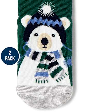 Boys Polar Bear Crew Socks 2-Pack - Polar Party