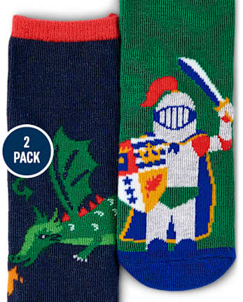 Boys Dragon Crew Socks 2-Pack - Knights and Dragons