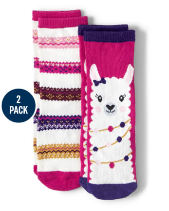 Paquete de 2 calcetines de llama para niñas - Little Llamas