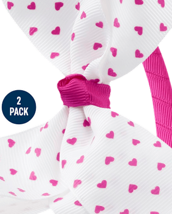 Girls Bow Heart Headband 2-Pack - Uniform