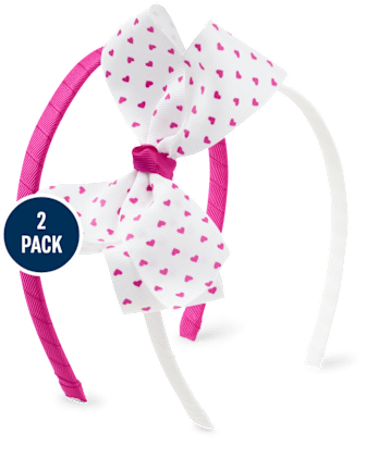 Girls Bow Heart Headband 2-Pack - Uniform