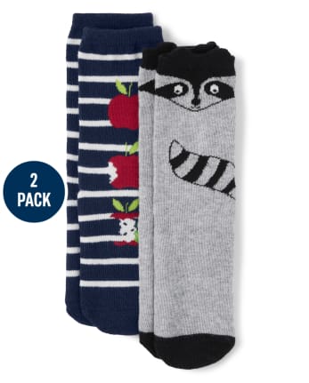 Boys Raccoon Crew Socks 2-Pack - Head of the Class