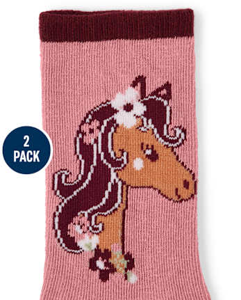 Girls Horse Crew Socks 2-Pack - County Fair