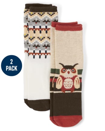 Lot de 2 paires de chaussettes Owl Crew pour garçons - Récolte d'automne