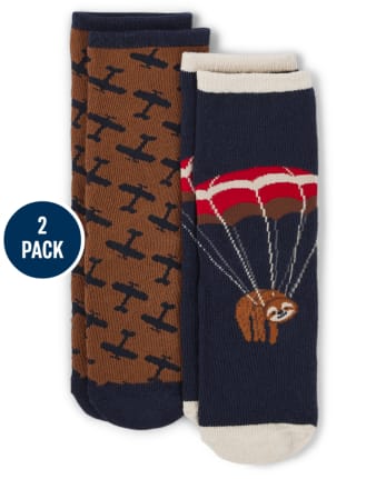 Boys Airplane Crew Socks 2-Pack - Aviator School