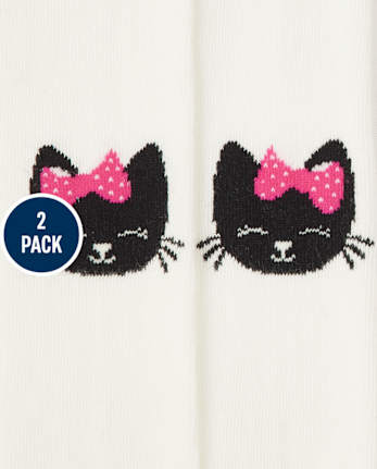 Girls Cat Tights 2-Pack - Purrrfect in Pink