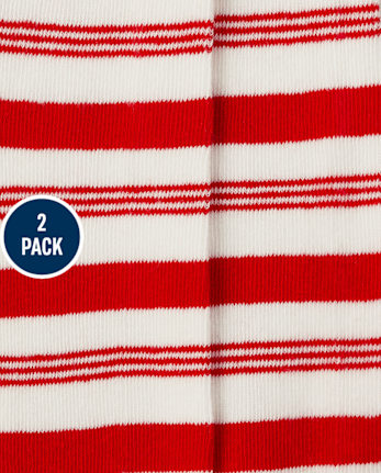 Girls Candy Cane Heart Tights 2-Pack - Holiday Express