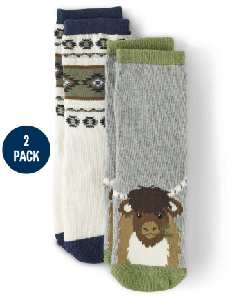 Boys Cow Crew Socks 2-Pack - Little Rocky Mountain