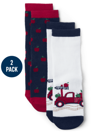 Boys Apple Crew Socks 2-Pack - Apple Orchard