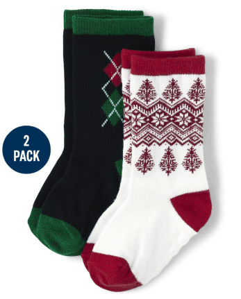 Boys Fairisle Argyle Crew Socks 2-Pack - A Royal Christmas